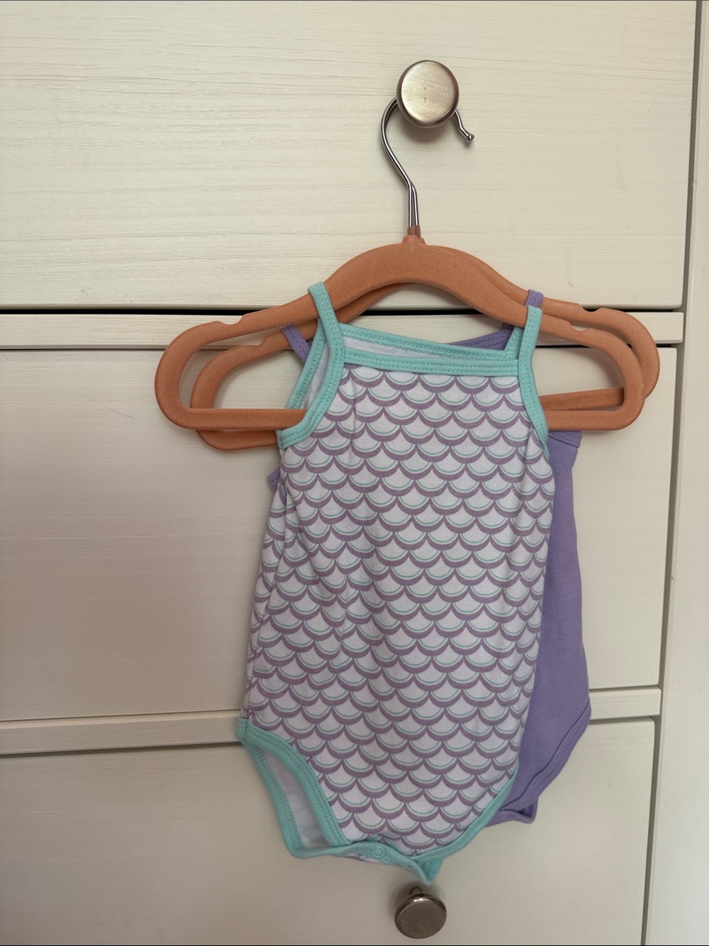 Girls Mermaid Themed Tank One-Piece Bodysuits - Mint, Pink, Lavender, White - Picture 7 of 8